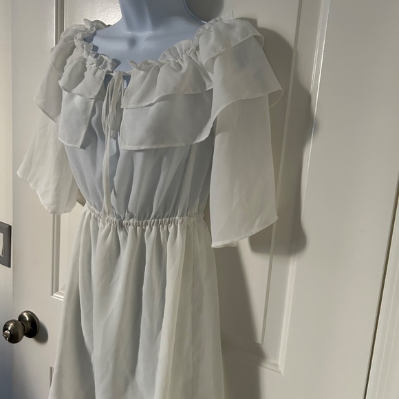 JACK White Short midi Ruffled Top Dress for summer- Size XS - Picture 3 of 6